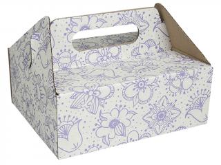 Zákusková krabica bielofialová s úchytkou 19 x 16 x 7 cm