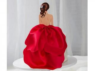 ŽENA / DÁMA s červenými šatami zápich do torty