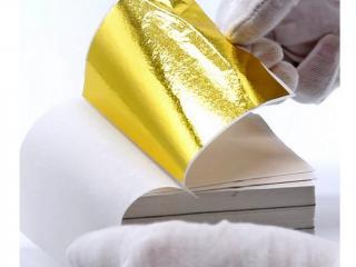 Zlatá hlinníková fólia/list 9,3 x 8,6 cm, 20 ks v balení