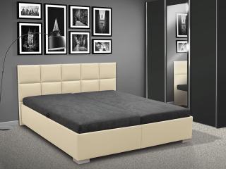 Čalúnená posteľ s úložným priestorom LUXOR 180 eko kůže: béžová, pelest / matrac: BOXSPRING