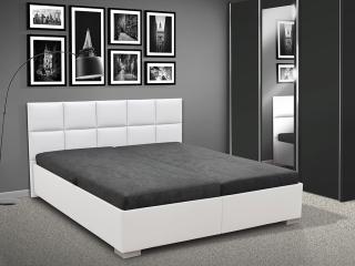 Čalúnená posteľ s úložným priestorom LUXOR 180 eko kůže: bílá, pelest / matrac: BOXSPRING