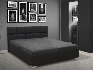 Čalúnená posteľ s úložným priestorom LUXOR 180 eko kůže: černá, pelest / matrac: BOXSPRING
