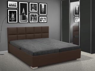 Čalúnená posteľ s úložným priestorom LUXOR 180 eko kůže: hnědá, pelest / matrac: BOXSPRING