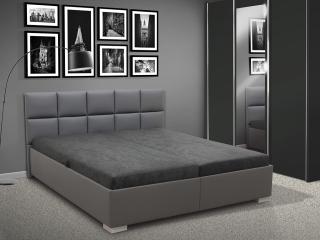 Čalúnená posteľ s úložným priestorom LUXOR 180 eko kůže: šedá, pelest / matrac: BOXSPRING