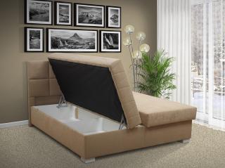 Čalúnená posteľ s úložným priestorom Morava 180 pelest / barva: PEVNÁ / Alova béžová, pelest / matrac: HR PENA