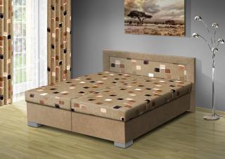 Čalúnená posteľ s úložným priestorom Vanessa 180x200 čalúnenie: béžová/MEGA 16 hnedá, Typ roštov: polohovacie