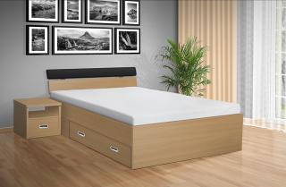 Drevená posteľ RAMI -M   120x200 cm dekor lamina: BUK 381, matrac: BEZ MATRACÍ
