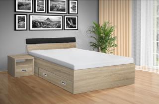 Drevená posteľ RAMI -M   120x200 cm dekor lamina: DUB SONOMA 3025, matrac: MATRACE 15cm, PUR