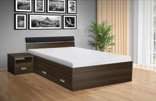 Drevená posteľ RAMI -M   120x200 cm dekor lamina: OŘECH 729, matrac: Matraca 17 cm sendvičová