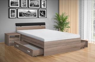 Drevená posteľ RAMI -M   120x200 cm dekor lamina: OŘECH LYON 9614, matrac: MATRACE 19cm, ORTHOPEDY MAXI