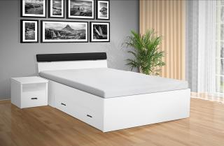 Drevená posteľ RAMI -M   140x200 cm dekor lamina: BÍLÁ 113, matrac: Matraca 17 cm sendvičová