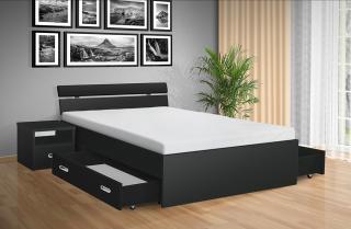 Drevená posteľ RAMI -M   160x200 cm dekor lamina: Antracit, matrac: MATRACE 15cm, PUR