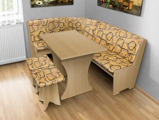 Jedálenská rohová lavica sa štokrlemi a stolom farba lamina: agát (akát), farba čalouněnie: 53769-1004
