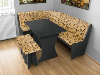 Jedálenská rohová lavica sa štokrlemi a stolom farba lamina: Antracit, farba čalouněnie: 53769-1004