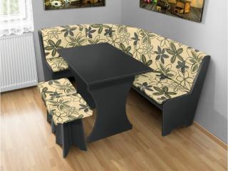 Jedálenská rohová lavica sa štokrlemi a stolom farba lamina: Antracit, farba čalouněnie: Mega 017 sivá