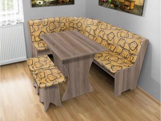 Jedálenská rohová lavica sa štokrlemi a stolom farba lamina: Dub sonoma tmavý, farba čalouněnie: 53769-1004
