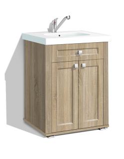 Kúpeľňová skrinka Retro KR 10 s umývadlom farba lamina: Dub sonoma svetlý