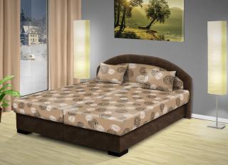 Manželská posteľ s úložným priestorom Lenka 160x200 cm farba čalounění: hnědá/ Mega 031 béžová