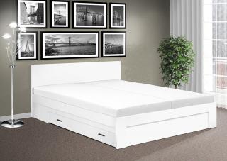Manželská posteľ  Simon s úložným priestorom a roštom 160x200 farba lamina: biela 113