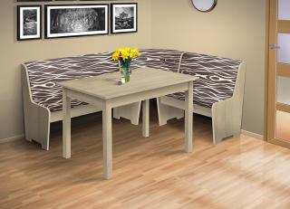 Rohová lavica so stolom farba lamina: agát (akát), farba čalouněnie: Mega 37