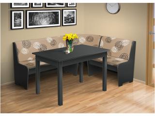 Rohová lavica so stolom farba lamina: Antracit, farba čalouněnie: Mega 31 béžová