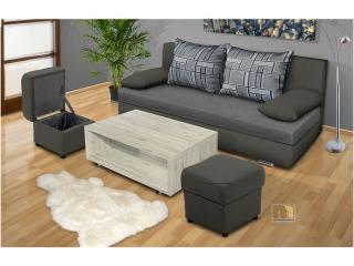 Rozkladacia pohovka s )ložným priestorom Avenue + stolík + 2 taburety farba čalounění: eko kůže šedá/šedá