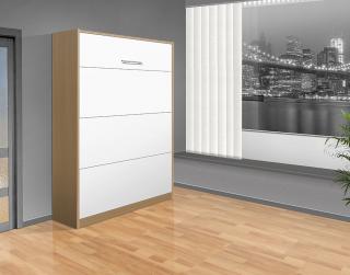 Sklápacia posteľ VS 1054 P - 200x120 cm A nosnost postele: zvýšená nosnosť o 20 kg, farba lamina: buk/biele dvere