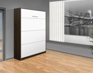Sklápacia posteľ VS 1054 P - 200x120 cm A nosnost postele: zvýšená nosnosť o 20 kg, farba lamina: orech/biele dvere