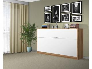 Sklápacia posteľ VS1056, 200x90cm farba lamina: orech lyon/biele dvere, Varianta dverí: lesklé
