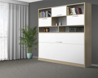 Sklápacia posteľ VS1056 MAX, 200x90cm farba lamina: agát/biele dvere, Varianta dverí: lesklé