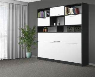 Sklápacia posteľ VS1056 MAX, 200x90cm farba lamina: antracit/biele dvere, Varianta dverí: lesklé