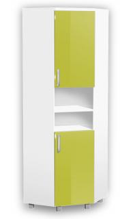 Vysoká kúpeľňová skrinka rohová K36 farba korpusu: Bielý, farba dvierok: Bielé lamino