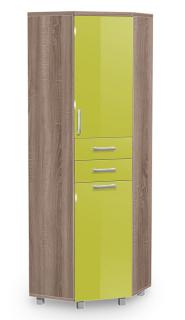 Vysoká kúpeľňová skrinka rohová s košom K35 farba korpusu: Dub sonoma tmavý, farba dvierok: Lemon lesk