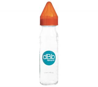 Dbb dojčenská fľaša Sklenená 240 Ml, Cumlík Silikón 0 - 4 mesiace, Orange