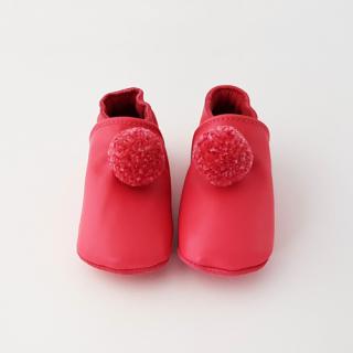 Barefoot capačky Lait et Miel - Pompons Rose Foncé Vnútorná dĺžka: 145, Vnútorná šírka: 65, Veľkosť: 18-24M