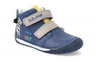 Barefoot členková obuv D.D.step S070-794 Royal blue modrá Vnútorná dĺžka: 143, Vnútorná šírka: 62, Veľkosť: 22