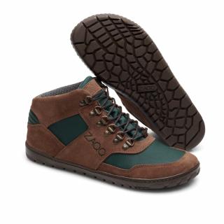 Barefoot outdoorová obuv Zaqq - Hiqe mid Brown Green Vnútorná dĺžka: 255, Vnútorná šírka: 94, Veľkosť: 40