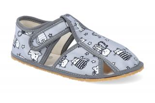 Barefoot papučky Baby bare - s prierezmi grey cat šedé Vnútorná dĺžka: 188, Vnútorná šírka: 74, Veľkosť: 29