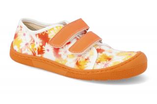 Barefoot plátenky KOEL - Dud Textile Orange Flowers oranžové Vnútorná dĺžka: 201, Vnútorná šírka: 78, Veľkosť: 31