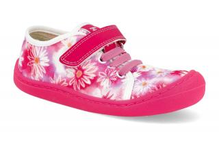 Barefoot plátěnky KOEL4kids - Bonie Medium Vegan Fuchsia Flowers růžové Vnútorná dĺžka: 154, Vnútorná šírka: 60, Veľkosť: 24