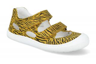 Barefoot sandálky KOEL4kids - Dalila Suede Yellow zebra žlté Vnútorná dĺžka: 160, Vnútorná šírka: 66, Veľkosť: 24