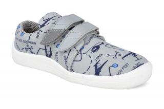 Barefoot tenisky Beda - grey aeroplane textilné šedé Vnútorná dĺžka: 170, Vnútorná šírka: 73, Veľkosť: 27