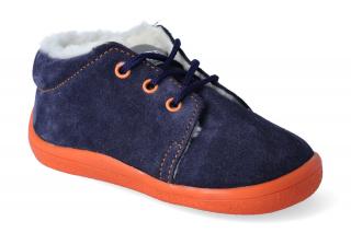 Barefoot zimná členková obuv s membránou Beda - Blue Mandarine šnúrka Vnútorná dĺžka: 131, Vnútorná šírka: 62, Veľkosť: 21