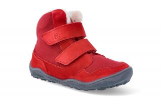 Barefoot zimná obuv s membránou bLIFESTYLE - Eisbär wool velcro Feuerrot Vnútorná dĺžka: 155, Vnútorná šírka: 68, Veľkosť: 24