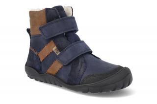 Barefoot zimná obuv s membránou Koel  - Milo Hydro Tex Navy/Cognac modré Vnútorná dĺžka: 204, Vnútorná šírka: 78, Veľkosť: 31