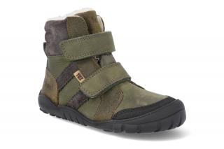 Barefoot zimná obuv s membránou KOEL4kids - Milo Hydro Tex Khaki zelená Vnútorná dĺžka: 180, Vnútorná šírka: 70, Veľkosť: 27