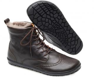 Barefoot zimná obuv Zaqq - QUINTIC Winter Brogue Brown Vnútorná dĺžka: 254, Vnútorná šírka: 92, Veľkosť: 39