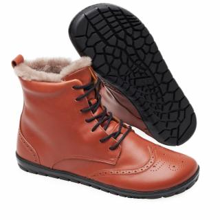 Barefoot zimná obuv Zaqq - QUINTIC Winter Brogue Cognac Vnútorná dĺžka: 259, Vnútorná šírka: 95, Veľkosť: 40
