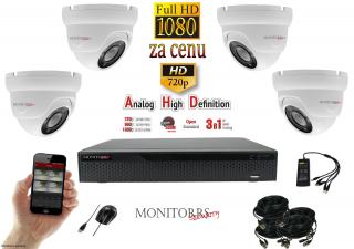 Dome Monitor AHD kamerový set 4 kanálový 2,1 M.Pix.