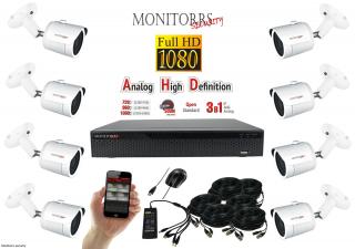 Monitorrs Security AHD kamerový set 8 kanálový 2 M.Pix Tube